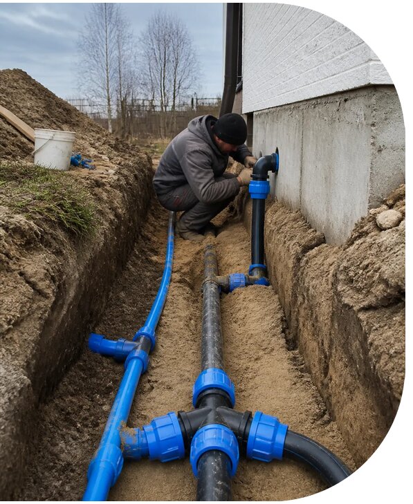 Монтаж наружного водопровода на участке под ключ в Пскове
